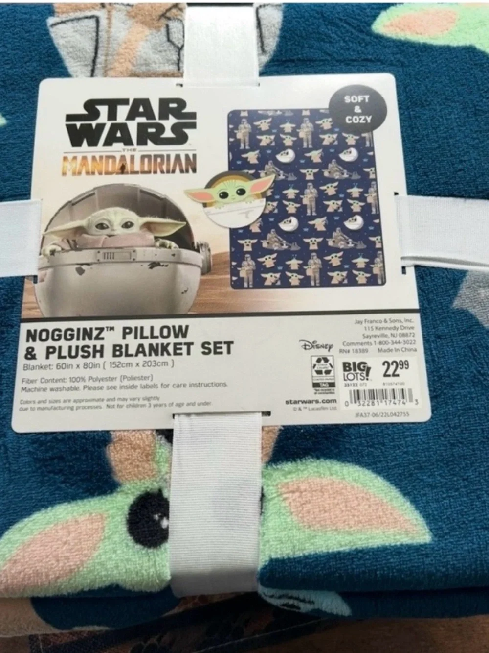 Star Wars The Mandalorian Grogu Plush Blanket & Pillow Set - Blue
